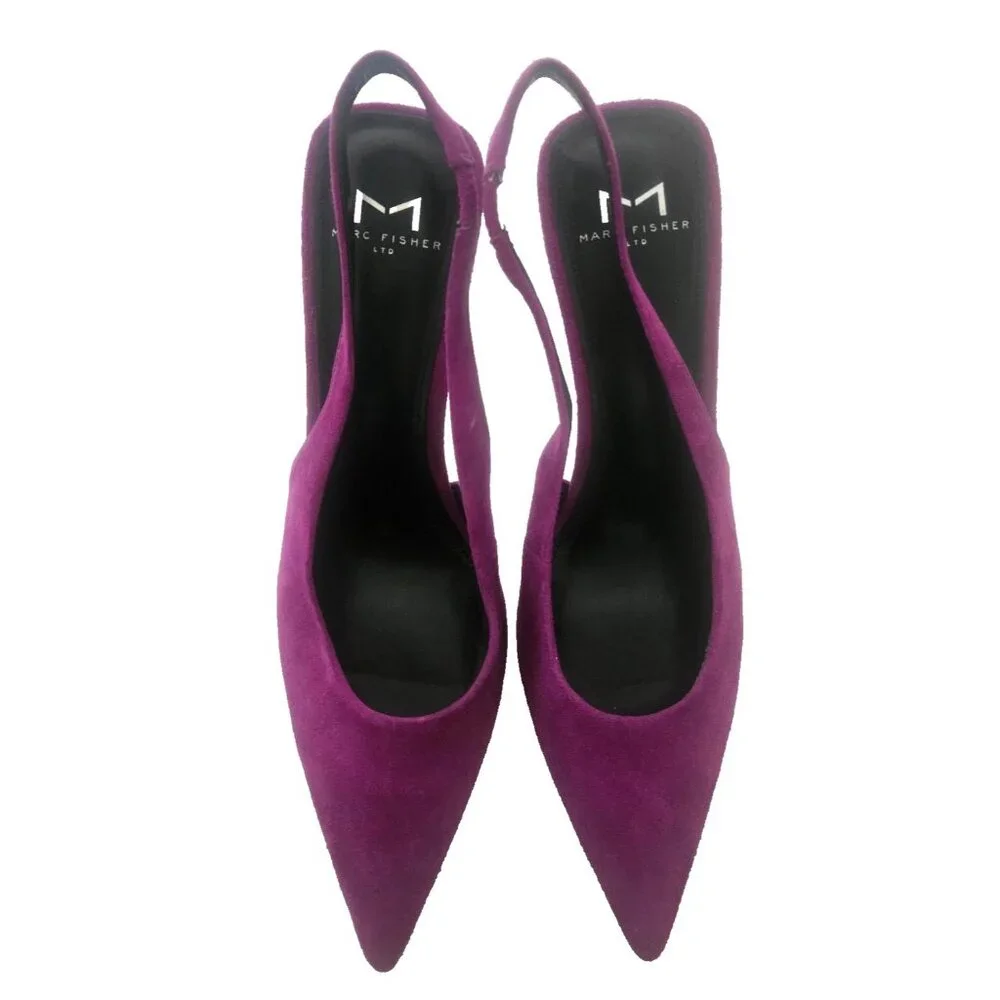 Marc Fisher Women's Emalyn Slingback Pointed Toe Pumps Magenta Suede Size 7.5 M